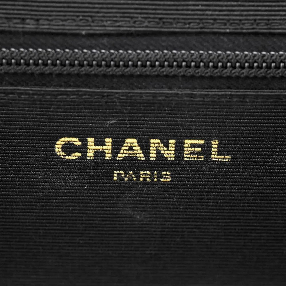 Chanel Chain Shoulder Push Lock Fabric Black CC Shoulder Bag